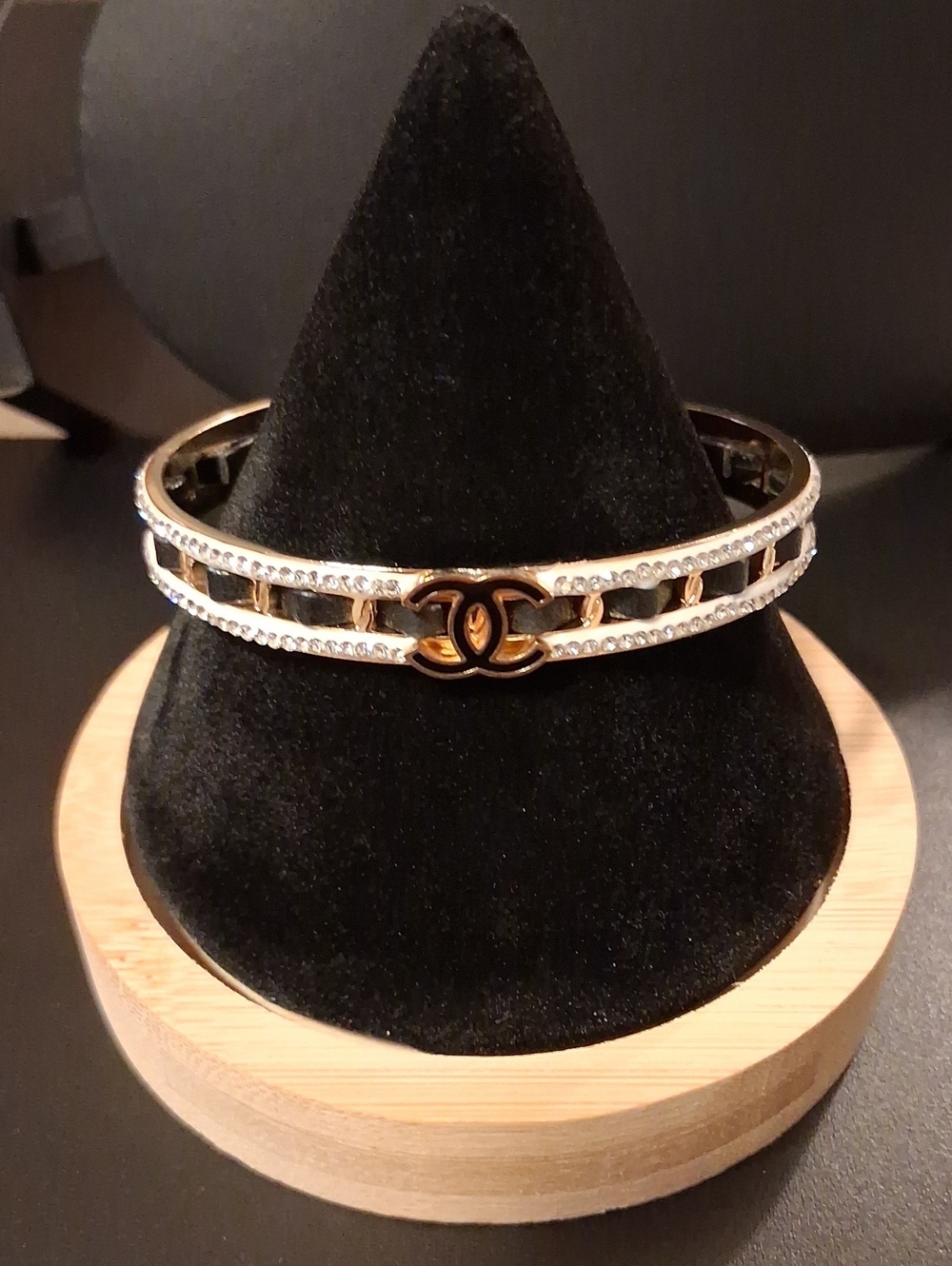Gorgous GP Cuff Bangle With Letters CC And Shiny Pave Crystals New